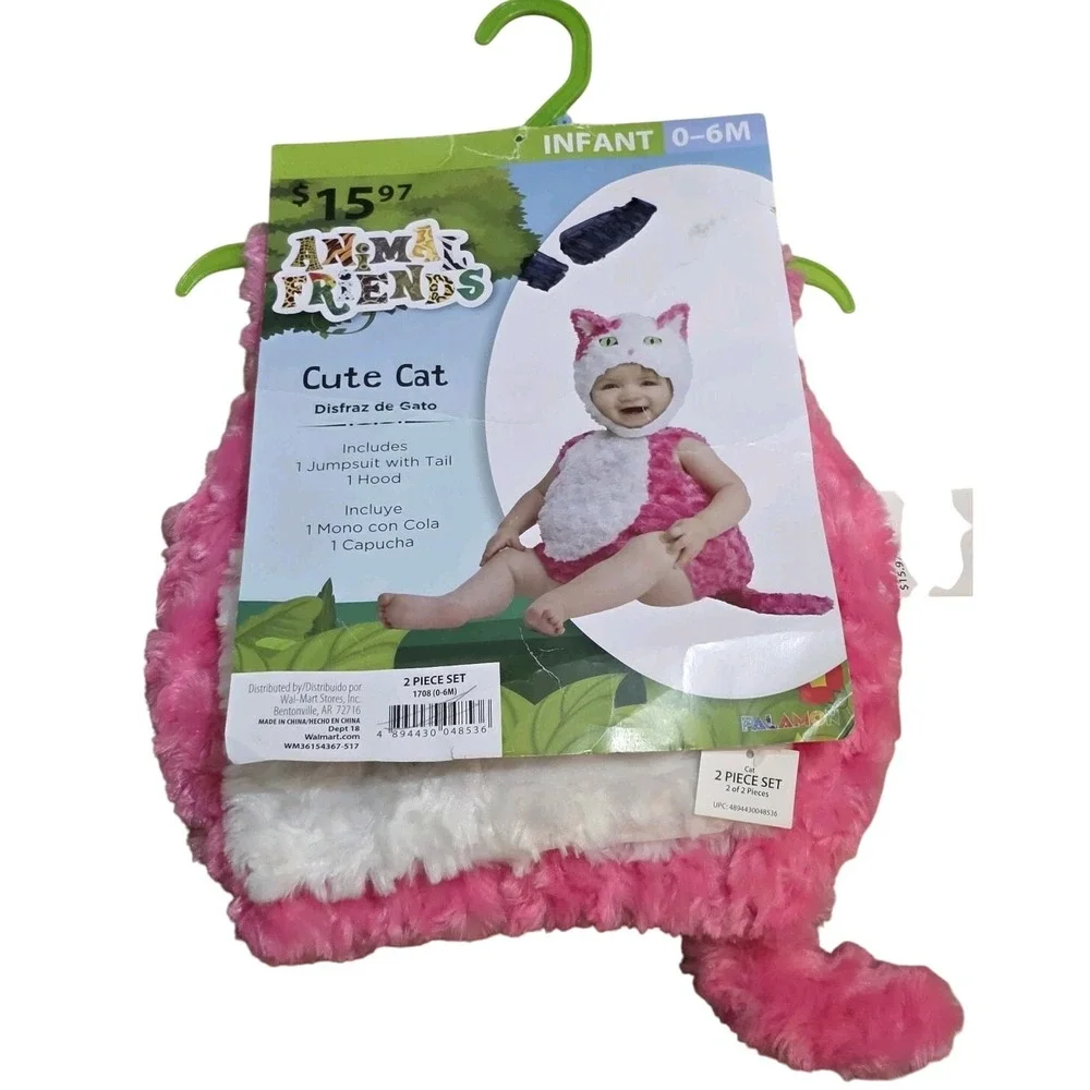 Halloween‎ Costume Baby 0-6 Months  Girls Pink Cat, Trick Treat.    BF